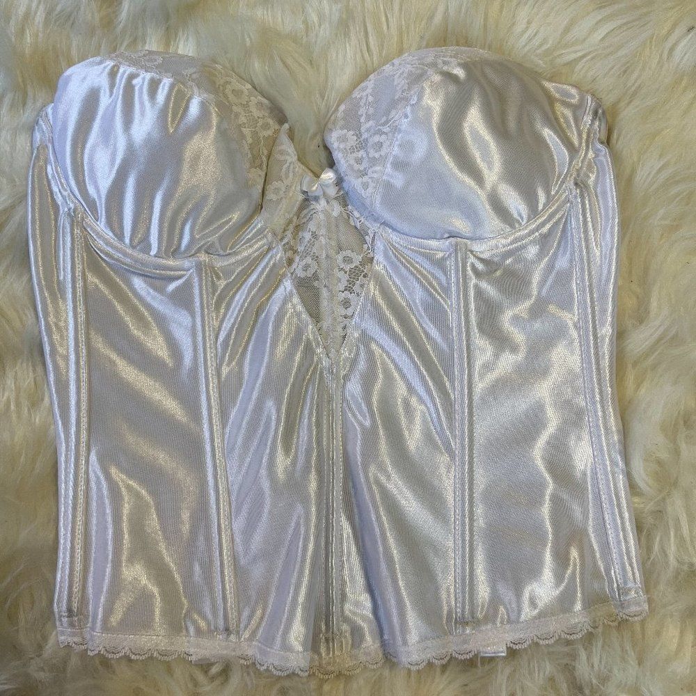 🚨 Last day Fri 🧳 Va Bien Silver Metallic Strapless Corset Top - Size 36D